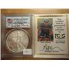 Image 1 : 2005 AMERICAN SILVER EAGLE LANCE ARMSTRONG AMERICAN HEROS SERIES PCGS PERSONALLY SIGNED BY LANCE ARM