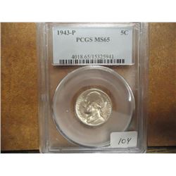 1943-P 35% SILVER JEFFERSON WAR NICKEL PCGS MS65