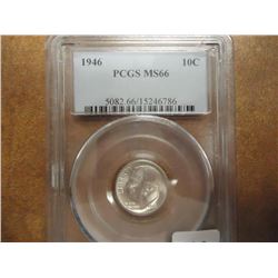 1946 SILVER ROOSEVELT DIME PCGS MS66