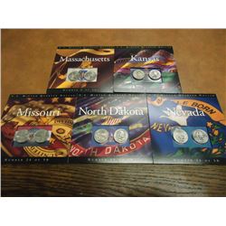 5 ASSORTED 50 STATE QUARTER P & D UNC SETS ORIGINAL US MINT PACKAGING, 2005 KANSAS, 2000 MASSACHUSET