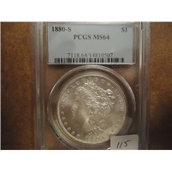 1880-S MORGAN SILVER DOLLAR PCGS MS64