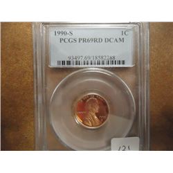 1990-S LINCOLN CENT PCGS PR69RD DCAM