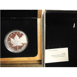 1989 CANADA COMMEMORATIVE MAPLE LEAF ISSUE SILVER PROOF $5 IN NICE WOODEN CASE, ORIGINAL ROYAL CANAD