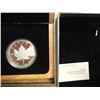 Image 1 : 1989 CANADA COMMEMORATIVE MAPLE LEAF ISSUE SILVER PROOF $5 IN NICE WOODEN CASE, ORIGINAL ROYAL CANAD