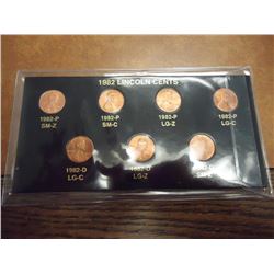 1982-7 VARIETIES LINCOLN CENT SET (UNC)
