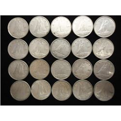 20 ASSORTED 1960'S CANADA SILVER 10 CENTS