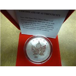1998 CANADA SILVER $5 MAPLE LEAF TIGER PRIVY ORIGINAL ROYAL CANADIAN MINT PACKAGING