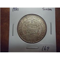 1921 SWEDEN SILVER 2 KRONER