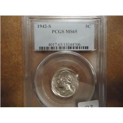1942-S 35% SILVER JEFFERSON WAR NICKEL PCGS MS65