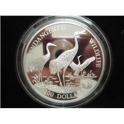1993 COOK ISLANDS 5 OZ. SILVER PROOF $100 ENDANGERED WILDLIFE