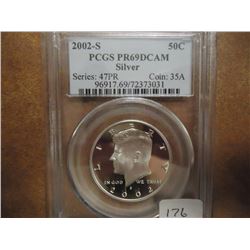 2002-S SILVER KENNEDY HALF DOLLAR PCGS PR69DCAM