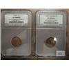 Image 1 : LOT OF 2 SLABBED LINCOLN CENTS SEE DESCRIPTION 1909 NCS XF DETAILS AND 1948 NCS AU DETAILS