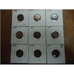 1890,91,92,93,94,95,96,98 & 99 INDIAN HEAD CENTS 9 COINS TOTAL