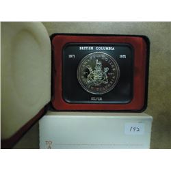 1971 CANADA BRITISH COLUMBIA SILVER DOLLAR PF .3750 OZ. ASW, ORIGINAL ROYAL CANADIAN MINT PACKAGING