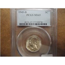 1945-D 35% SILVER JEFFERSON WAR NICKEL PCGS MS65