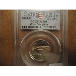 2005-P WEST VIRGINIA QUARTER PCGS MS68 SATIN FINISH