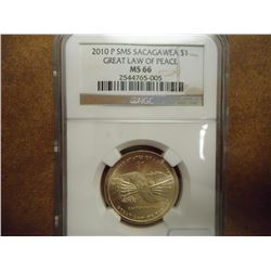 2010-P SMS SACAGAWEA DOLLAR NGC MS66 GREAT LAW OF PEACE