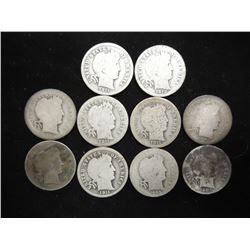 10 ASSORTED BARBER DIMES