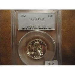 1963 WASHINGTON SILVER QUARTER PCGS PR68