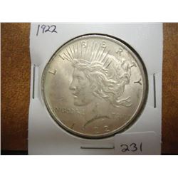 1922 PEACE SILVER DOLLAR