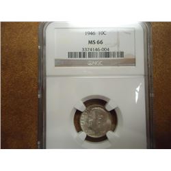 1946 SILVER ROOSEVELT DIME NGC MS66