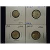 Image 1 : LOT OF 4 SILVER FOREIGN COINS SEE DESCRIPTION 1921 GREAT BRITAIN 3 PENCE, 1935 MEXICO 20 CENTAVOS, 1