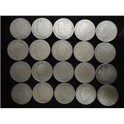 20 ASSORTED LIBERTY "V" NICKELS