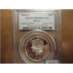 2004-S SILVER KENNEDY HALF DOLLAR PCGS PR69 DCAM