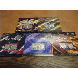 5 ASSORTED 50 STATE QUARTER P & D UNC SETS ORIGINAL US MINT PACKAGING, 1999 DELAWARE, 2002 LOUISIANA