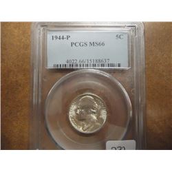 1944-P 35% SILVER JEFFERSON WAR NICKEL PCGS MS66