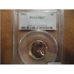 1963 JEFFERSON NICKEL PCGS PR67