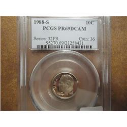 1988-S ROOSEVELT DIME PCGS PR69 DCAM