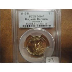 2012-D HARRISON DOLLAR PCGS MS67 POS. A