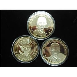 3-2009 BARACK OBAMA INAUGURATION TOKENS (PF) ALL THREE ARE GOLD IN COLOR
