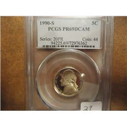 1990-S JEFFERSON NICKEL PCGS PR69 DCAM