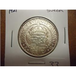 1921 SWEDEN SILVER 2 KRONER