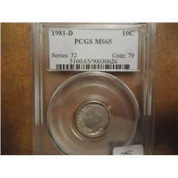 1981-D ROOSEVELT DIME PCGS MS65