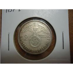 1837-E GERMAN SILVER 2 MARK WITH SWASTIKA