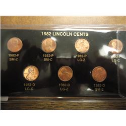 1982-7 VARIETIES LINCOLN CENT SET (UNC)