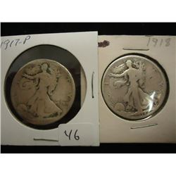 1917 & 1918 WALKING LIBERTY HALF DOLLARS