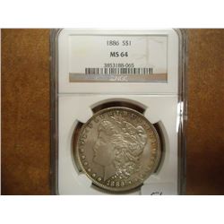 1886 MORGAN SILVER DOLLAR NGC MS64