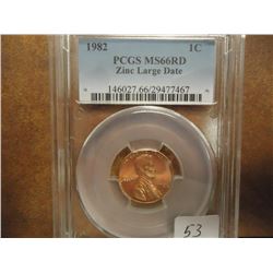 1982 ZINC LARGE DATE LINCOLN CENT PCGS MS66RD