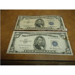 1953 & 1953-A $5 SILVER CERTIFICATES BLUE SEALS