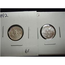 1992 & 2003 MEXICO 1/20 OZ. SILVER LIBERTADS UNC