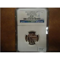 2013 GREAT BRITAIN SILVER PENNY NGC PF69 1ST RELEASES