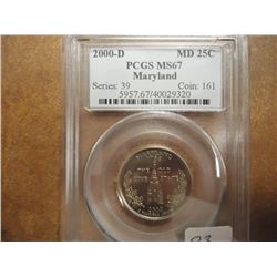 2000-D MARYLAND QUARTER PCGS MS67