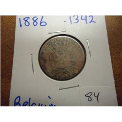 1886 BELGIUM SILVER FRANC .1342 OZ. ASW