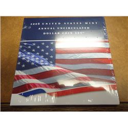 2008 US MINT ANNUAL UNC DOLLAR COIN SET CONTAINS: 4 PRESIDENTIAL DOLLAR COINS, SACAGAWEA DOLLAR AND 