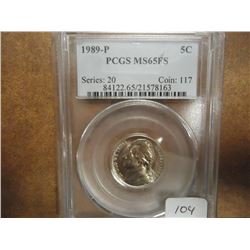 1989-P JEFFERSON NICKEL PCGS MS65FS