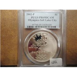 2002-P OLYMPICS "SALT LAKE CITY" SILVER DOLLAR PCGS PR69 DCAM